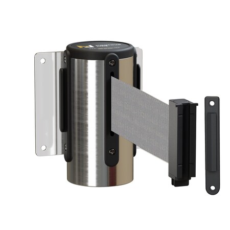 Montour Line Retr Belt Barrier Removable PSS Metal Wall Mt 8.5' Lt Gry Belt WM115-PS-LGY-RM-M-85